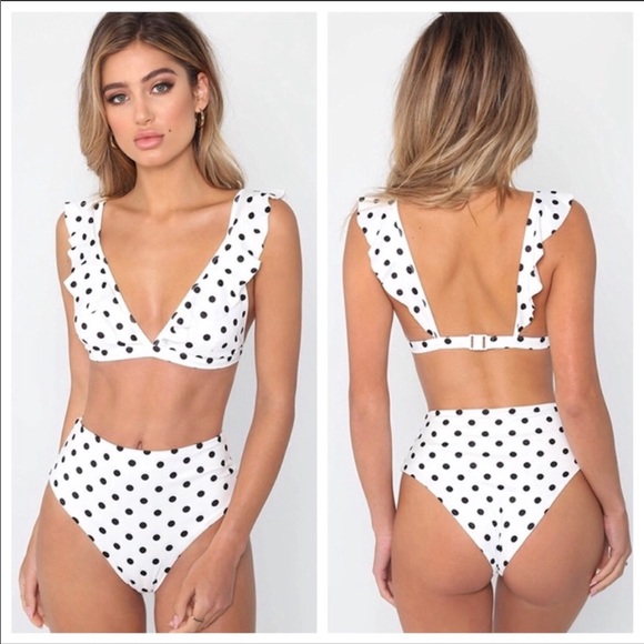 Other - 5⭐️WHITE POLKA BIKINI SWIMSUIT - Bikini